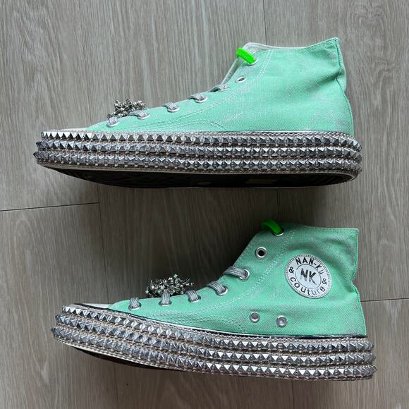 Nan-ku x Free People Cruise Studded Hi-Top Sneakers sz40 US 10 Spring Mint Green - Picture 4 of 14